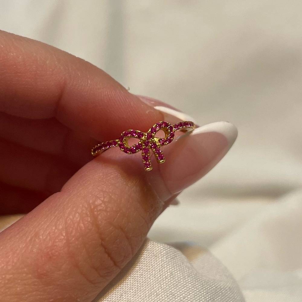 pink and gold bow ring